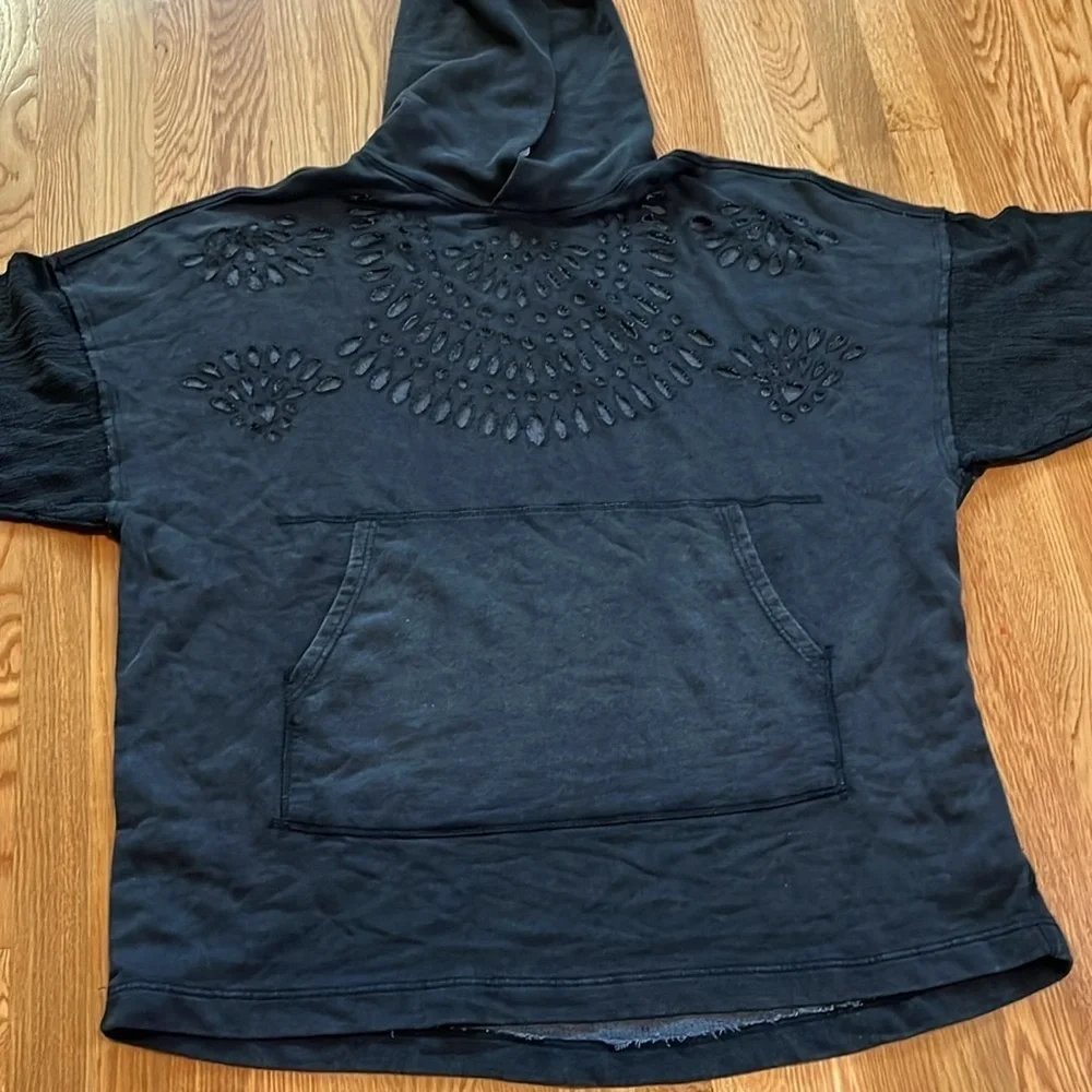 Free People Last Call Sweatshirt in Washed Black Size Large NWT